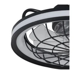 Ventilador de techo Rafale negro LED 50w 3CCT acabado negro estilo industrial plafón con ventilador motor DC 40cm Ø