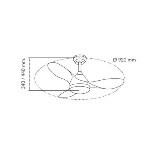 Ventilador de techo Stel Mini negro LED 20w 3CCT acabado negro estilo moderno motor DC 92cm Ø