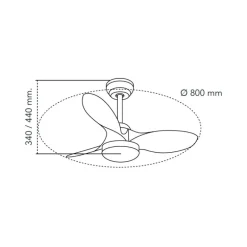 Ventilador de techo Stel Mini S negro/oscuro LED 20w 3CCT acabado negro aspas efecto madera estilo moderno motor DC 80cm Ø