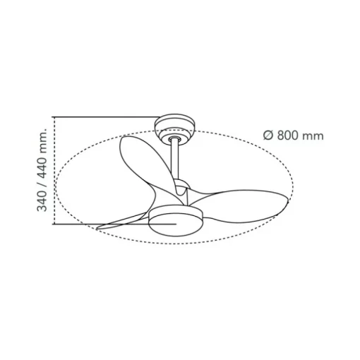 Ventilador de techo Stel Mini S negro/oscuro LED 20w 3CCT acabado negro aspas efecto madera estilo moderno motor DC 80cm Ø
