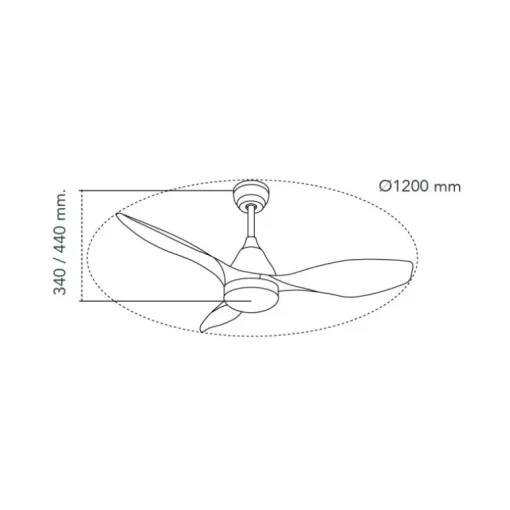 Ventilador de techo Stel blanco/claro LED 20W 3CCT acabado blanco aspas efecto madera estilo moderno motor DC 120cm Ø