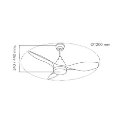 Ventilador de techo Stel negro/oscuro LED 20W 3CCT acabado negro aspas efecto madera estilo moderno motor DC 120cm Ø