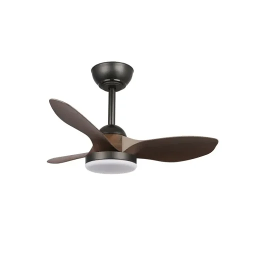 Ventilador de techo Stel Mini S negro/oscuro LED 20w 3CCT acabado negro aspas efecto madera estilo moderno motor DC 80cm Ø