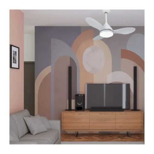 Ventilador de techo Stel Mini blanco LED 20w 3CCT acabado blanco estilo moderno motor DC 92cm Ø