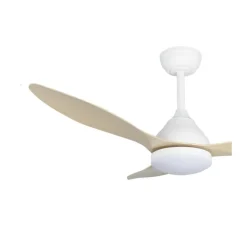 Ventilador de techo Stel blanco/claro LED 20W 3CCT acabado blanco aspas efecto madera estilo moderno motor DC 120cm Ø