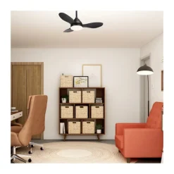 Ventilador de techo Stel Mini negro LED 20w 3CCT acabado negro estilo moderno motor DC 92cm Ø