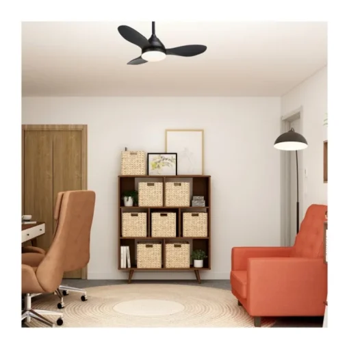 Ventilador de techo Stel Mini negro LED 20w 3CCT acabado negro estilo moderno motor DC 92cm Ø