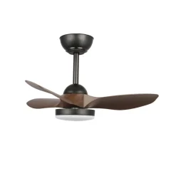 Ventilador de techo Stel Mini S negro/oscuro LED 20w 3CCT acabado negro aspas efecto madera estilo moderno motor DC 80cm Ø
