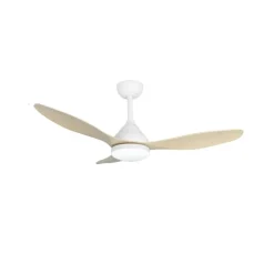 Ventilador de techo Stel blanco/claro LED 20W 3CCT acabado blanco aspas efecto madera estilo moderno motor DC 120cm Ø