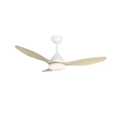 Ventilador de techo Stel blanco/claro LED 20W 3CCT acabado blanco aspas efecto madera estilo moderno motor DC 120cm Ø