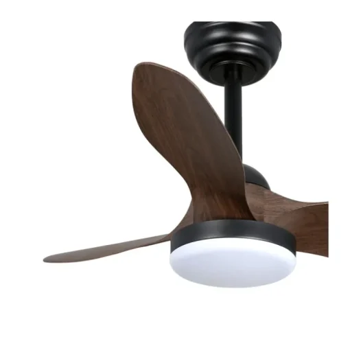 Ventilador de techo Stel Mini S negro/oscuro LED 20w 3CCT acabado negro aspas efecto madera estilo moderno motor DC 80cm Ø