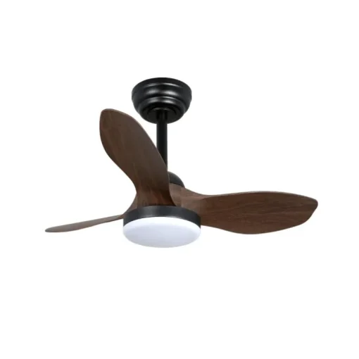 Ventilador de techo Stel Mini S negro/oscuro LED 20w 3CCT acabado negro aspas efecto madera estilo moderno motor DC 80cm Ø