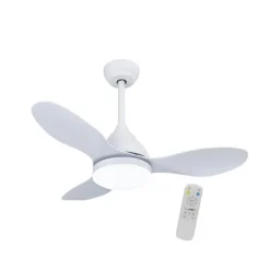 Ventilador de techo Stel Mini blanco LED 20w 3CCT acabado blanco estilo moderno motor DC 92cm Ø