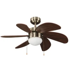 Ventilador de techo Tabit cuero 1xE27 acabado cuero (oro envejecido) aspas acabado marrón estilo moderno motor AC 84cm Ø