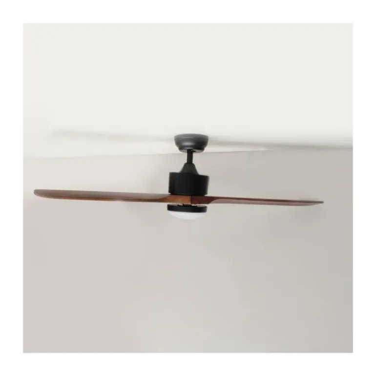 Ventilador de techo Taga negro/madera LED 18W 3CCT acabado negro aspas de madera maciza estilo moderno motor AC 132cm Ø