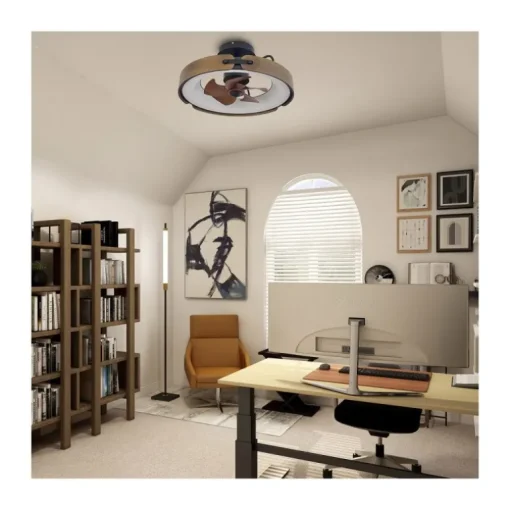 Ventilador de techo Tivoli marrón LED 50w 3CCT acabado marrón estilo rústico plafón ventilador motor DC 50cm Ø