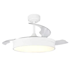 Ventilador de techo Tornado blanco LED 72w 3CCT acabado blanco estilo moderno aspas plegables motor DC 106cm Ø