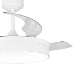 Ventilador de techo Tornado blanco LED 72w 3CCT acabado blanco estilo moderno aspas plegables motor DC 106cm Ø