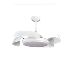 Ventilador de techo Tusa blanco LED 36w 3CCT acabado blanco estilo moderno aspas plegables motor DC 107cm Ø