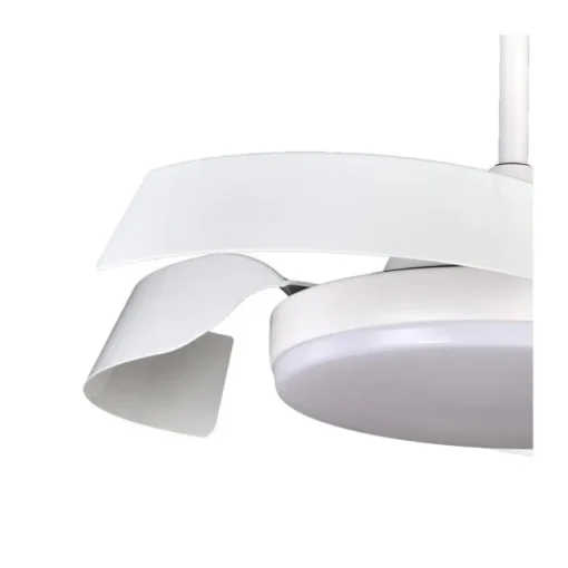 Ventilador de techo Tusa blanco LED 36w 3CCT acabado blanco estilo moderno aspas plegables motor DC 107cm Ø