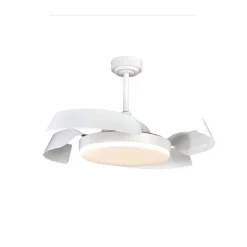 Ventilador de techo Tusa blanco LED 36w 3CCT acabado blanco estilo moderno aspas plegables motor DC 107cm Ø