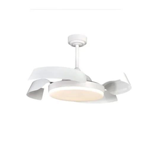 Ventilador de techo Tusa blanco LED 36w 3CCT acabado blanco estilo moderno aspas plegables motor DC 107cm Ø