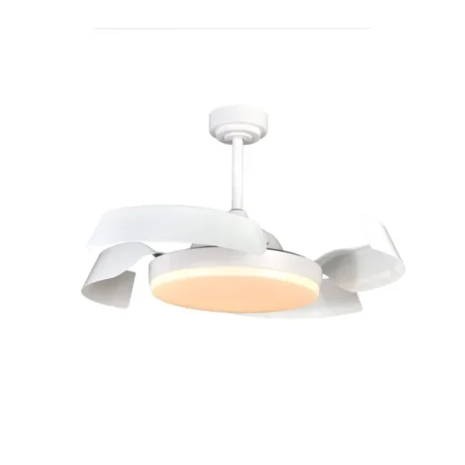 Ventilador de techo Tusa blanco LED 36w 3CCT acabado blanco estilo moderno aspas plegables motor DC 107cm Ø
