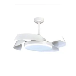 Ventilador de techo Tusa blanco LED 36w 3CCT acabado blanco estilo moderno aspas plegables motor DC 107cm Ø