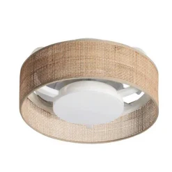Ventilador de techo Venti LED 24w 3CCT acabado blanco rattan natural estilo moderno plafón con ventilador motor DC 37.6cm Ø
