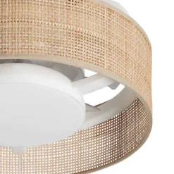 Ventilador de techo Venti LED 24w 3CCT acabado blanco rattan natural estilo moderno plafón con ventilador motor DC 37.6cm Ø