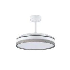 Ventilador de techo Venus blanco/ceniza LED 72w 3CCT acabado blanco/ceniza estilo moderno aspas plegables motor DC 106cm Ø