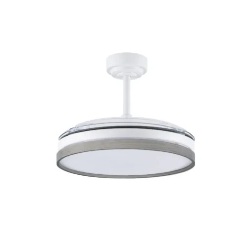 Ventilador de techo Venus blanco/ceniza LED 72w 3CCT acabado blanco/ceniza estilo moderno aspas plegables motor DC 106cm Ø