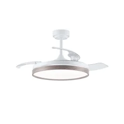 Ventilador de techo Venus blanco/ceniza LED 72w 3CCT acabado blanco/ceniza estilo moderno aspas plegables motor DC 106cm Ø