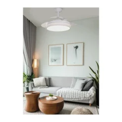 Ventilador de techo Vera blanco LED 35W 3CCT acabado blanco estilo moderno aspas plegables motor DC 106cm Ø