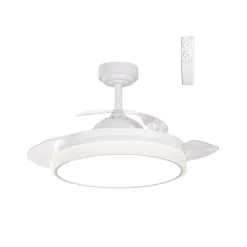 Ventilador de techo Vera blanco LED 35W 3CCT acabado blanco estilo moderno aspas plegables motor DC 106cm Ø