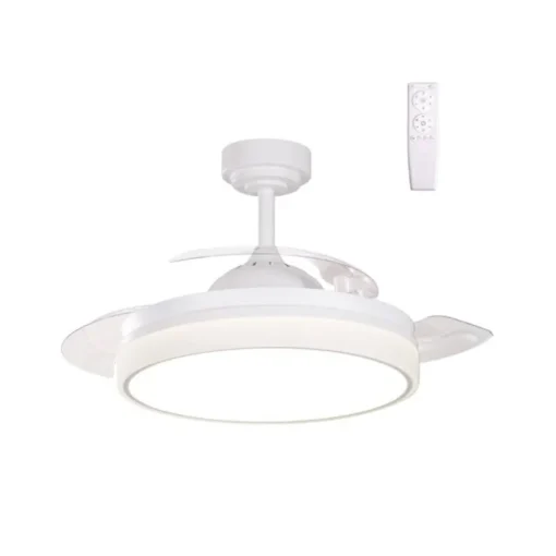 Ventilador de techo Vera blanco LED 35W 3CCT acabado blanco estilo moderno aspas plegables motor DC 106cm Ø
