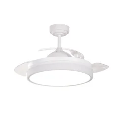 Ventilador de techo Vera blanco LED 35W 3CCT acabado blanco estilo moderno aspas plegables motor DC 106cm Ø
