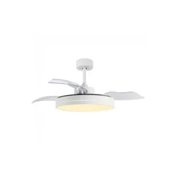 Ventilador de techo Yet LED 36w 3CCT acabado blanco estilo moderno aspas plegables motor DC 106cm Ø
