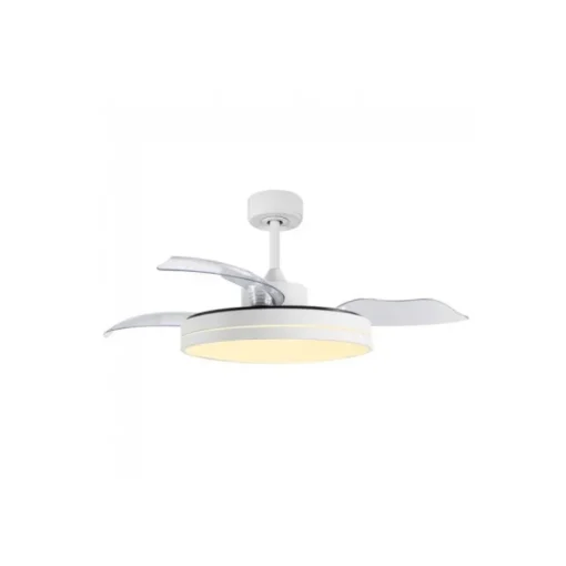 Ventilador de techo Yet LED 36w 3CCT acabado blanco estilo moderno aspas plegables motor DC 106cm Ø