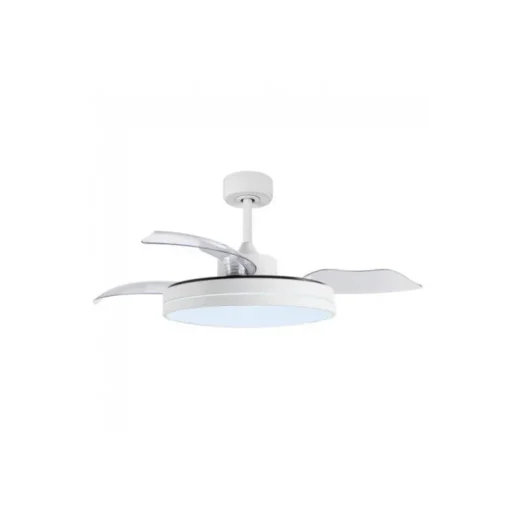 Ventilador de techo Yet LED 36w 3CCT acabado blanco estilo moderno aspas plegables motor DC 106cm Ø