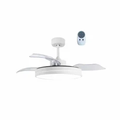 Ventilador de techo Yet LED 36w 3CCT acabado blanco estilo moderno aspas plegables motor DC 106cm Ø